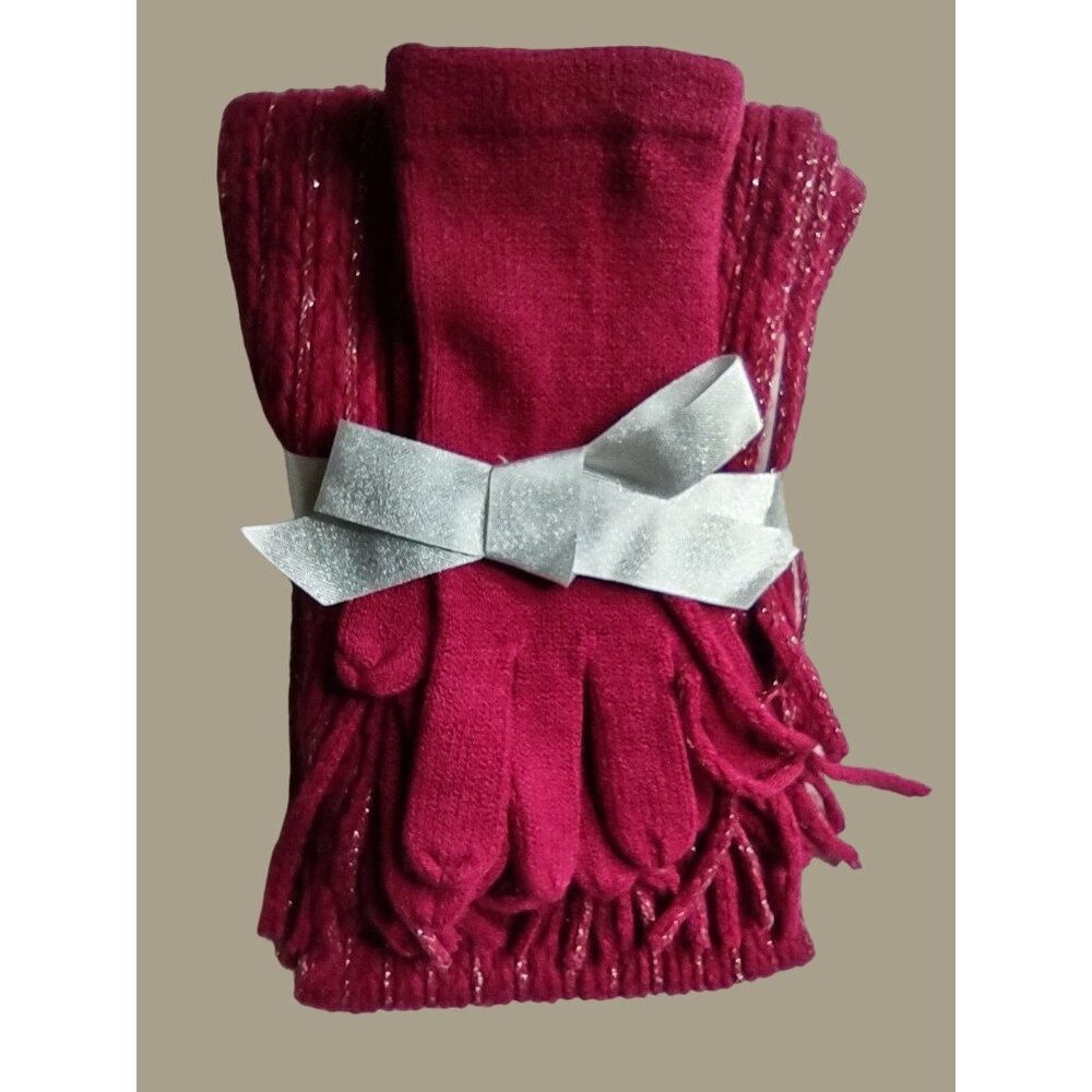 NY & Co. Raspberry Pink Scarf and Gloves Set NWT